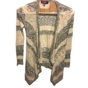 Say What Womens Sweater/Cardigan Open Gray/Cream Size M NWOT